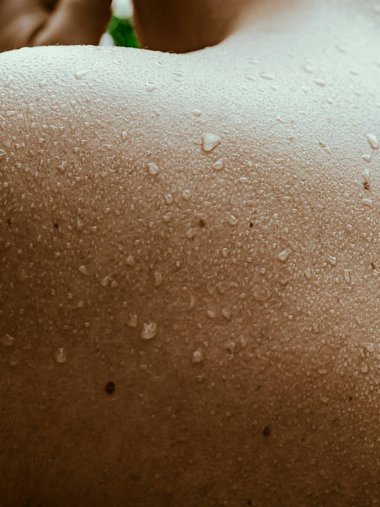 Close-up of droplets on moist skin